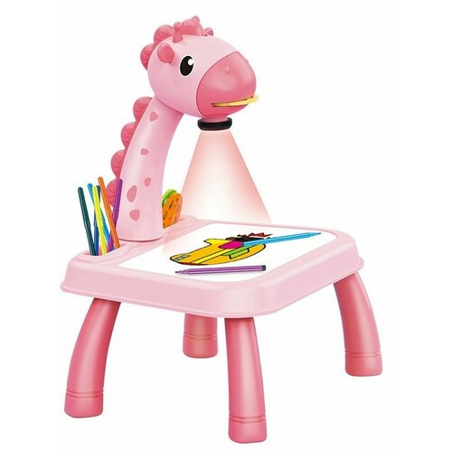 Детский проектор для рисования со столиком Projector Painting Жираф, розовый проектор столик для рисования