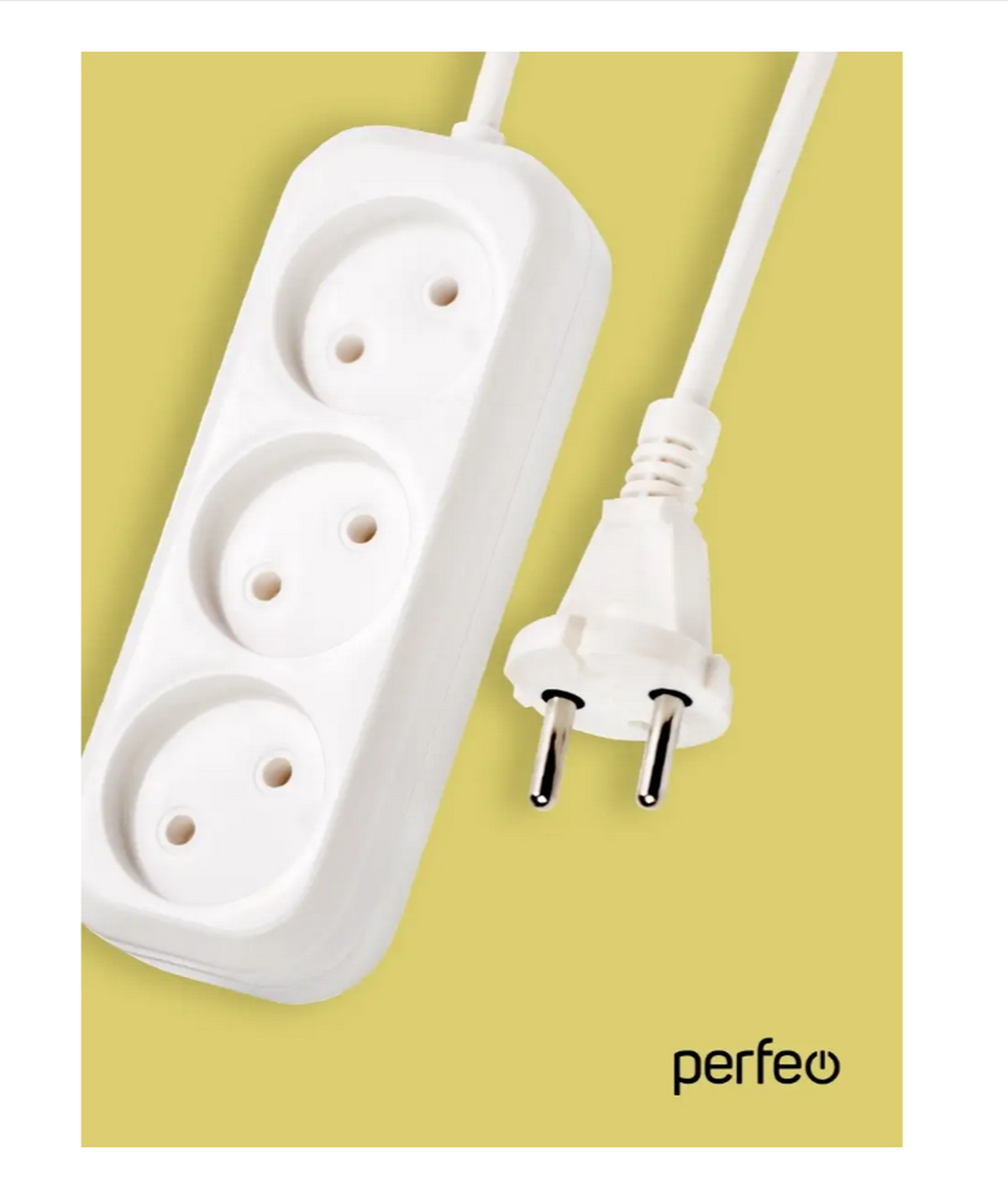 Удлинитель сетевой 3метра / 3 гн. б/з Perfeo RuPower (белый)