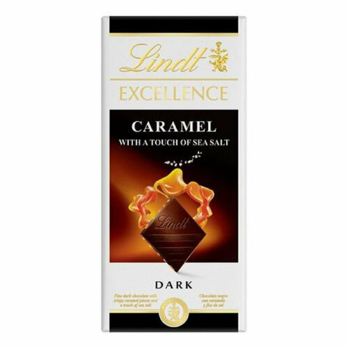 фото Шоколад lindt темный с морской солью и карамелью, 100 гр