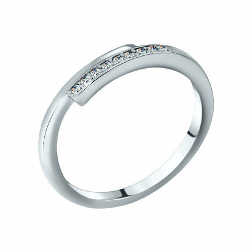 Кольцо Fidelis, серебро, 925 проба, родирование, фианит, размер 17, золотой