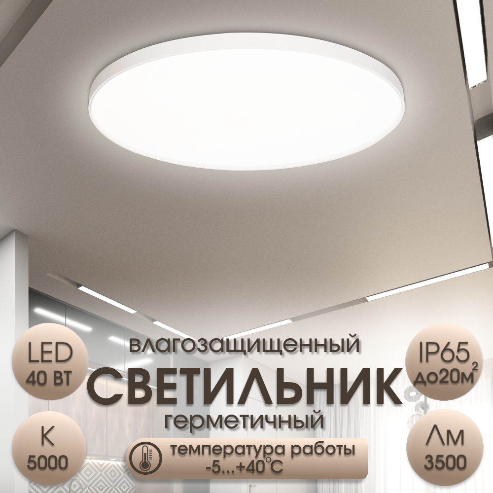 Светильник светодиодный LEEK BL 40Вт 5000К IP65 Белый - фотография № 1