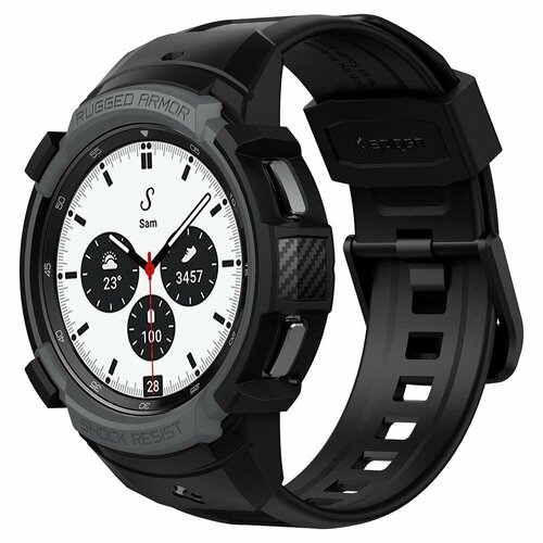 чехол spigen rugged armor apple watch 44 mm 45 mm белый Чехол SPIGEN для Galaxy Watch 4 Classic (42mm) - Rugged Armor Pro - Серый - ACS03653