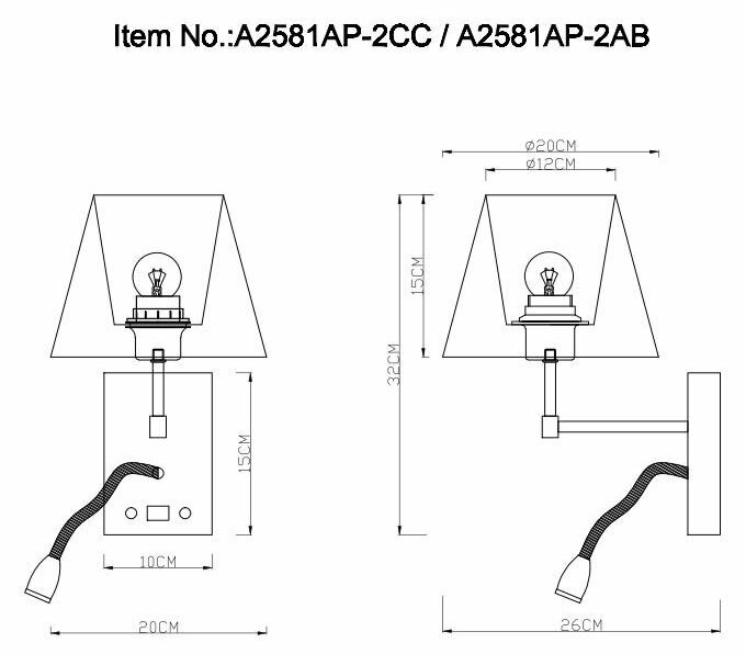 Бра Arte Lamp ELBA A2581AP-2CC - фото №6