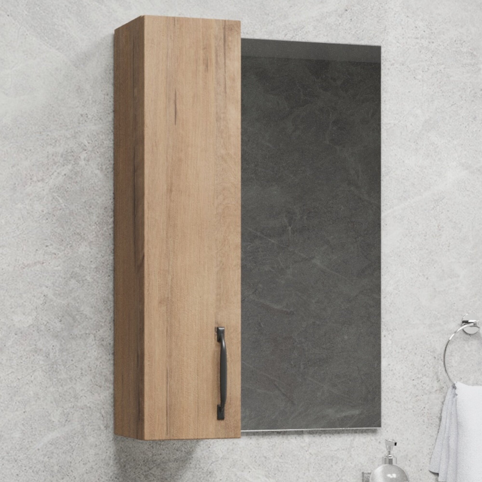 Шкаф для ванной навесной с зеркалом Leman Bunratty 50