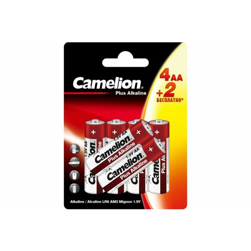 Camelion New plus alkaline 4+2 lr6 (4+2lr6-bp, батарейка,1.5в) 15308 plus alkaline bl10 lr6 lr6 bp10 пальчиковая батарейка аа 1 5в camelion 14854 80 шт