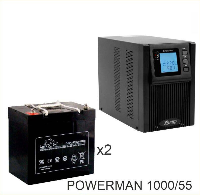 ИБП POWERMAN ONLINE 1000 Plus + LEOCH DJM1255