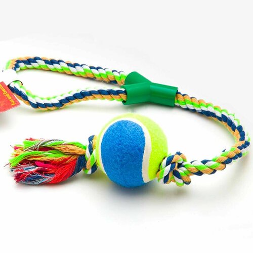 Игрушка для собак Mr. Pet - канатная, с тенисным мячом, 53см, 1 шт. игрушка для собак виниловая кольцо с шипами 11 см mr pet ут 038967 1 шт
