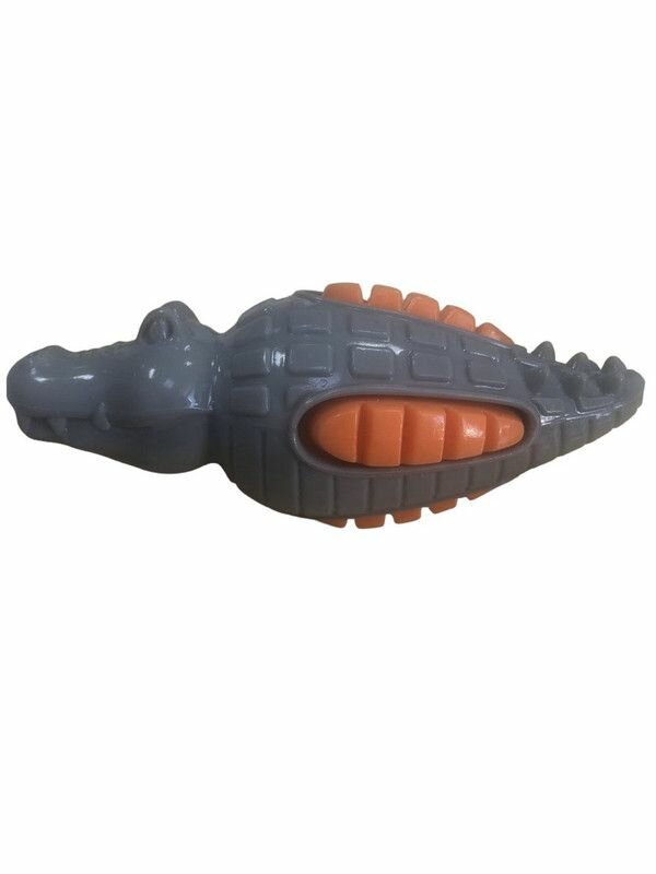 Игрушка Крокодил для животных с пищалкой 16х7х7 см серая — фото 1