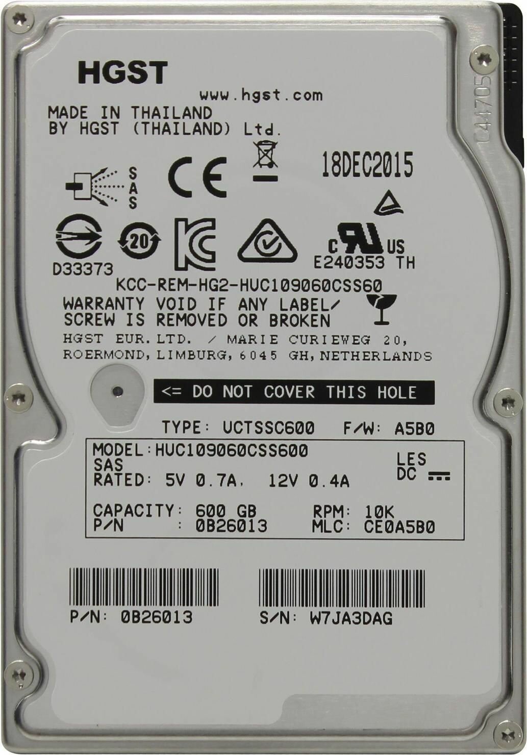 HGST Ultrastar C10K900 600 Гб (HUC109060CSS600) SAS 2.0