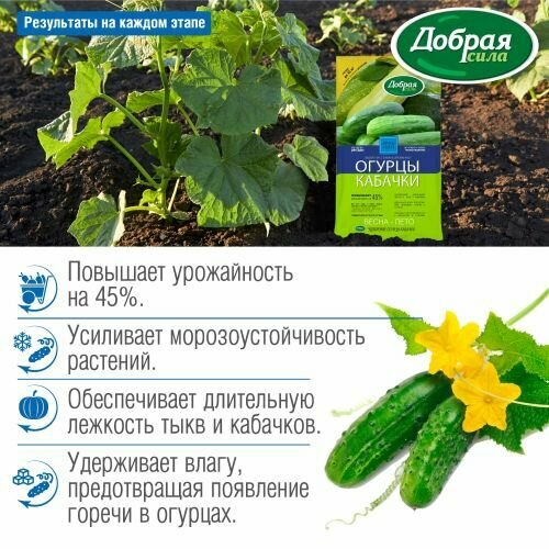 Удобрение Добрая сила Огурцы-Кабачки, 1 л, 0.9 кг, 1 уп. - фото №10