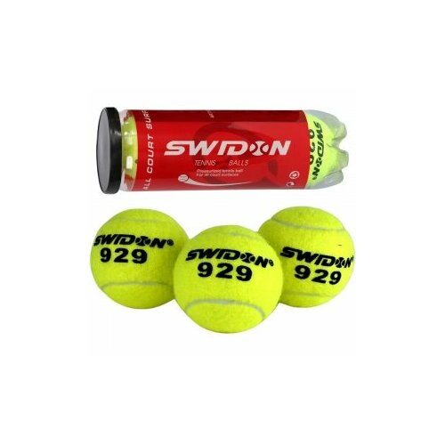 53515-81426 Мячи для большого тенниса Swidon 929 3 штуки в тубе Спортекс E29377, 10021610 мяч для тенниса sportex 3 шт в тубе желтый синий