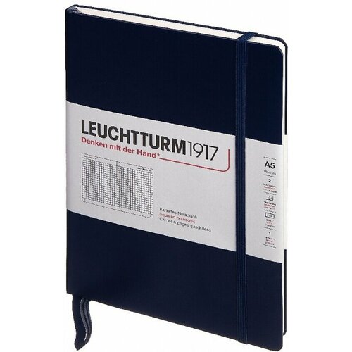 Leuchtturm 342923 Блокнот leuchtturm classic, a5, 80 г/м2, 251 стр, в клетку, твердая обложка, синий неви