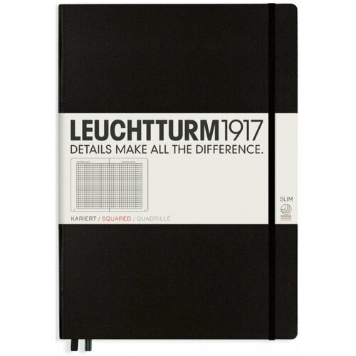 Leuchtturm 310174 Блокнот leuchtturm master slim, a4, 100 г/м2, 123 стр, в клетку, твердая обложка, черный