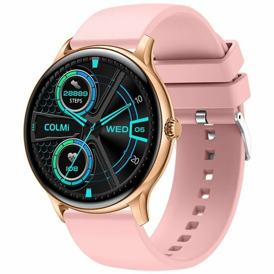 Смарт-часы Colmi i10 Gold Frame Pink Silicone Strap золотой