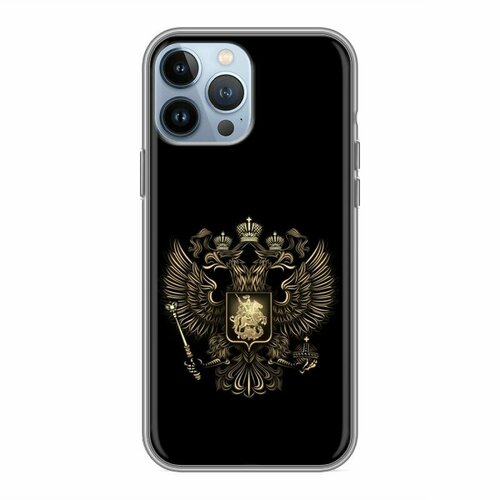 Дизайнерский силиконовый чехол для Iphone 13 Pro Max Флаг и герб России