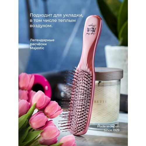 Японская расческа для тонких и ослабленных волос Majestic Pastel Pink, для чувствительной кожи головы, 372 зубчика