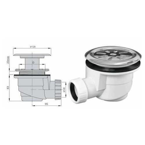 Сифон для душевого поддона с нерж решеткой D120 мм М0416 MIANO 869₽