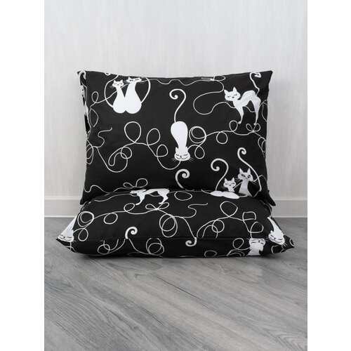 Наволочки с кошками 50х70 - 2 штуки на молнии, ткань поплин , хлопок 100%