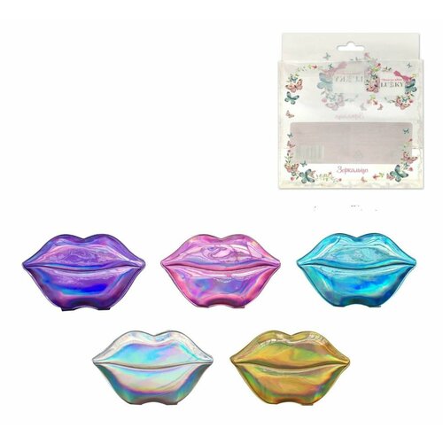 Карманное зеркальце Lukky Губы Голография 5 цветов ПВХ в коробке 571₽