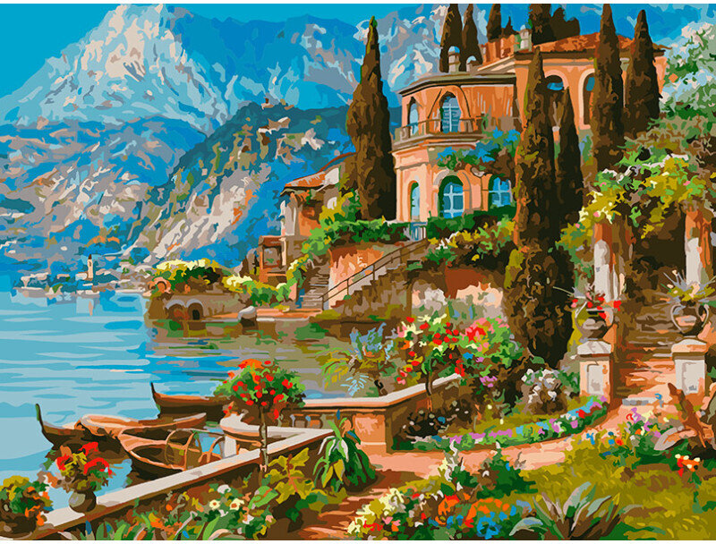 Картина по номерам Белоснежка «Вилла на озере Комо» (30х40 см, холст на подрамнике)