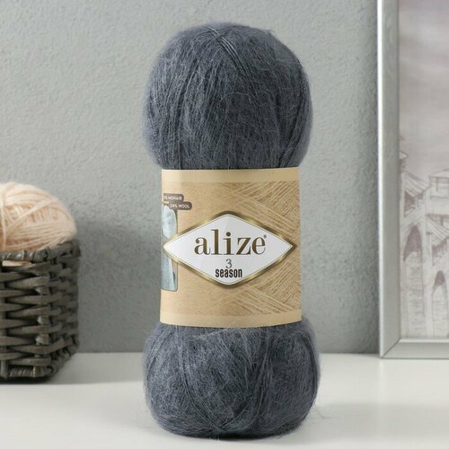 Пряжа 3 Season 51 акрил 25 мохер 24 шерсть 500м100гр 87-угольно-серый 678₽