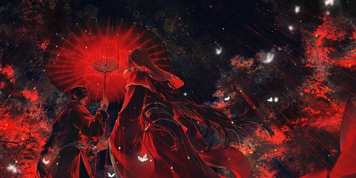 Алмазная живопись Tian Guan ci Fu с красным зонтом Красный square 50x100cm 8