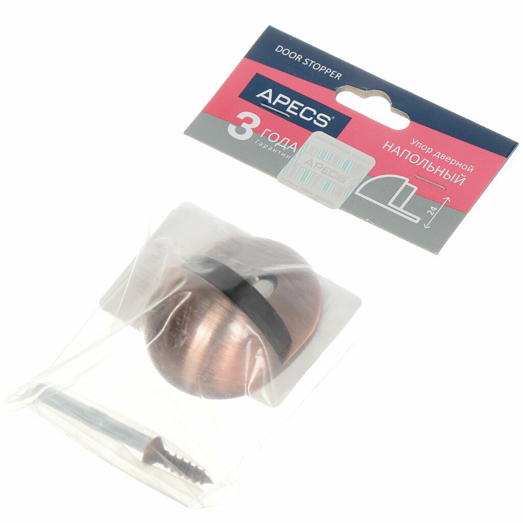 Упор дверной напольный Apecs DS-0002-AC медь антивандальный Китай