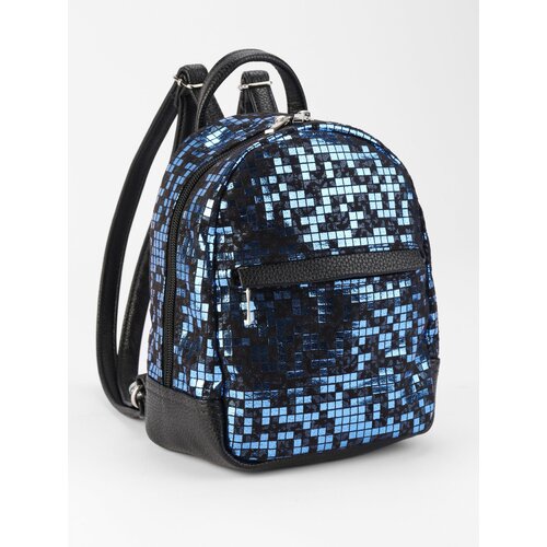 Женский городской рюкзак McKIR 21-138 экокожа синий/черный (мини-размер)