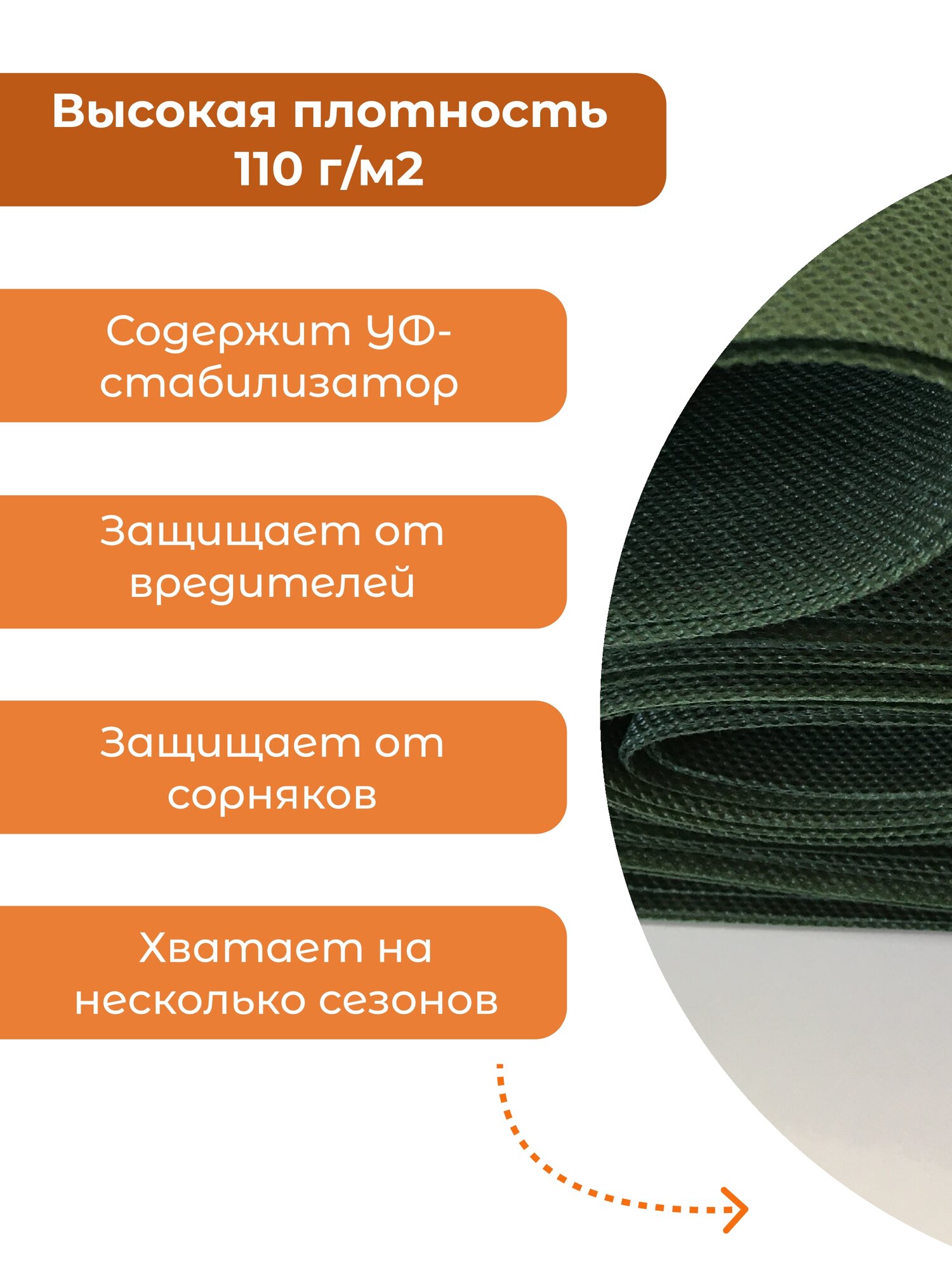 Защитная полоса для междурядий от сорняков с УФ 0,53х8м 2шт Благодатное земледелие — фото 1