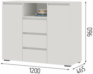 Комод 3 ящика Хелен КМ-01 (1.202х0.958х0.460) цвет Белый Стендмебель