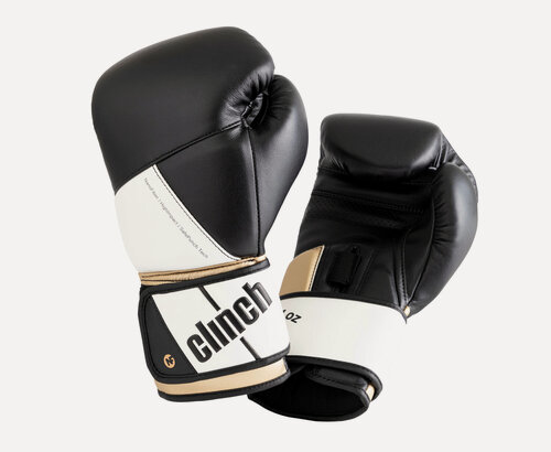 Изображение товара Перчатки боксерские Clinch Pro NF черно-бело-золотые (вес 14 унций)