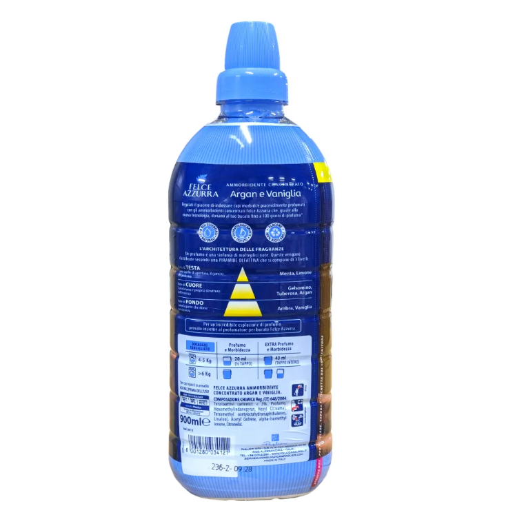 Кондиционер для белья Felce Azzurra Argan e Vanilla 900мл (эффект: ароматизация, легкая глажка, смягчение ткани) — фото 1