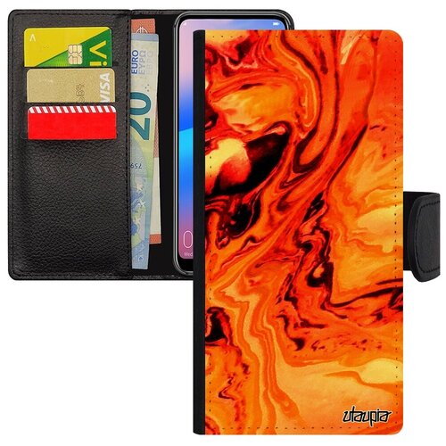 фото Защитный чехол книжка для телефона // xiaomi redmi 6a // "волны" фон краски, utaupia, оранжевый