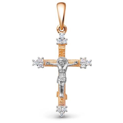 Православный крест с 12 бриллиантами 0.06 карат из комбинированного золота 98859 VESNA jewelry