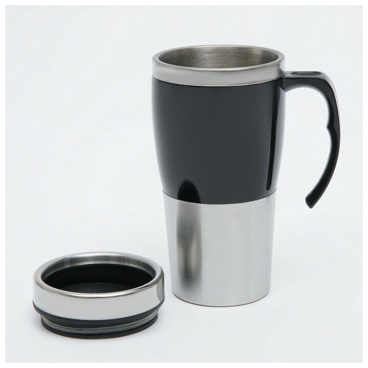 Термокружка для кофе, чая, напитков TAKE IT EASY, термостакан, цвет черный, сохраняет тепло 3 ч, объем 450 мл - фотография № 2