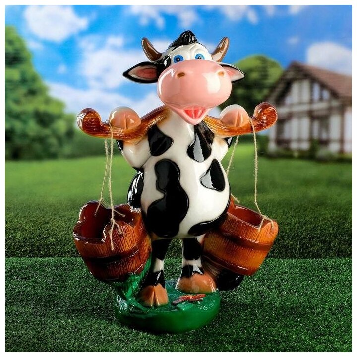 Садовая фигура Корова с ведрами, разноцветная, гипс, 47 см — купить в  интернет-магазине по низкой цене на Яндекс Маркете