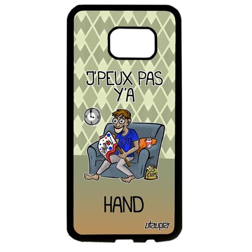 фото Противоударный чехол на смартфон // samsung galaxy s7 edge // "не могу - смотрю гандбол!" комикс принт, utaupia, зеленый
