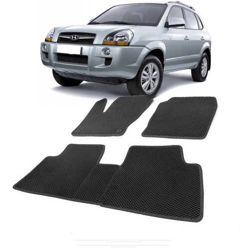 Коврики EVA ЕВА ЭВА в салон автомобиля TUCSON 1 2004-2010 Hyundai Туксон Тускан Хендай Хундай черный кант