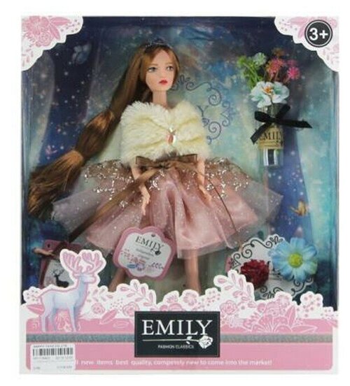 Кукла ABtoys Emily Розовая серия с букетом и аксессуарами, 30см