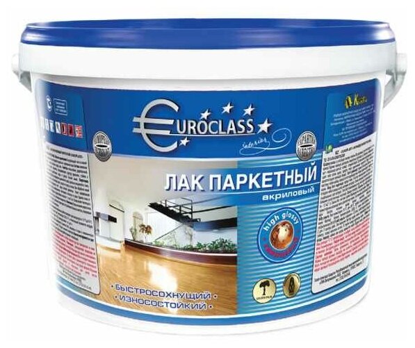 Лак паркетный акриловый глянцевый Euroclass 0,8 л