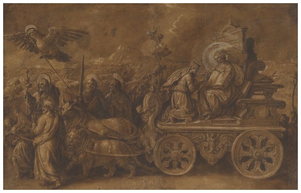 Репродукция на холсте Аллегория Триумфа Церкви Ян ван дер Страт 47см. x 30см.