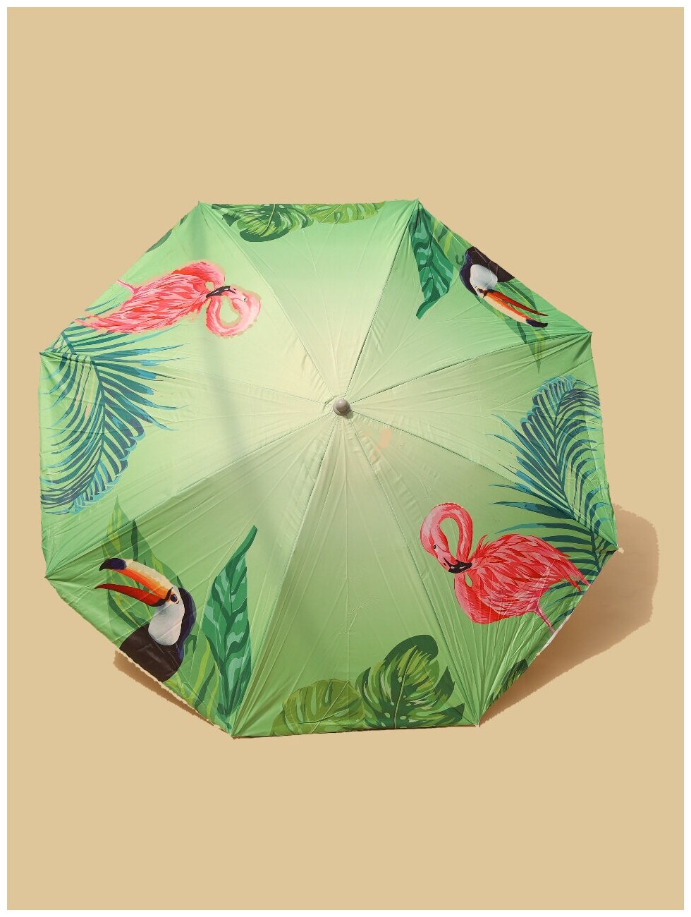 Зонт пляжный, с наклоном, d200cм, h200см, п, э190t, повышенная плотность, фотопечать, 8 спиц, чехол