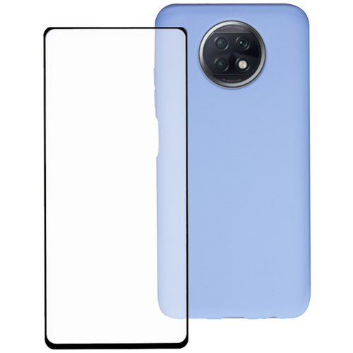 Комплект: Силиконовый противоударный чехол + защитное стекло для Xiaomi Redmi Note 9T / Накладка