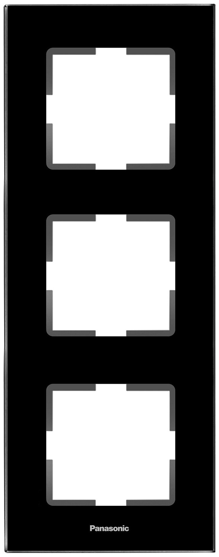 Рамка Panasonic Karre Plus (WKTF08133GG-RU) 3x верт монт стекло черный (упак:1)