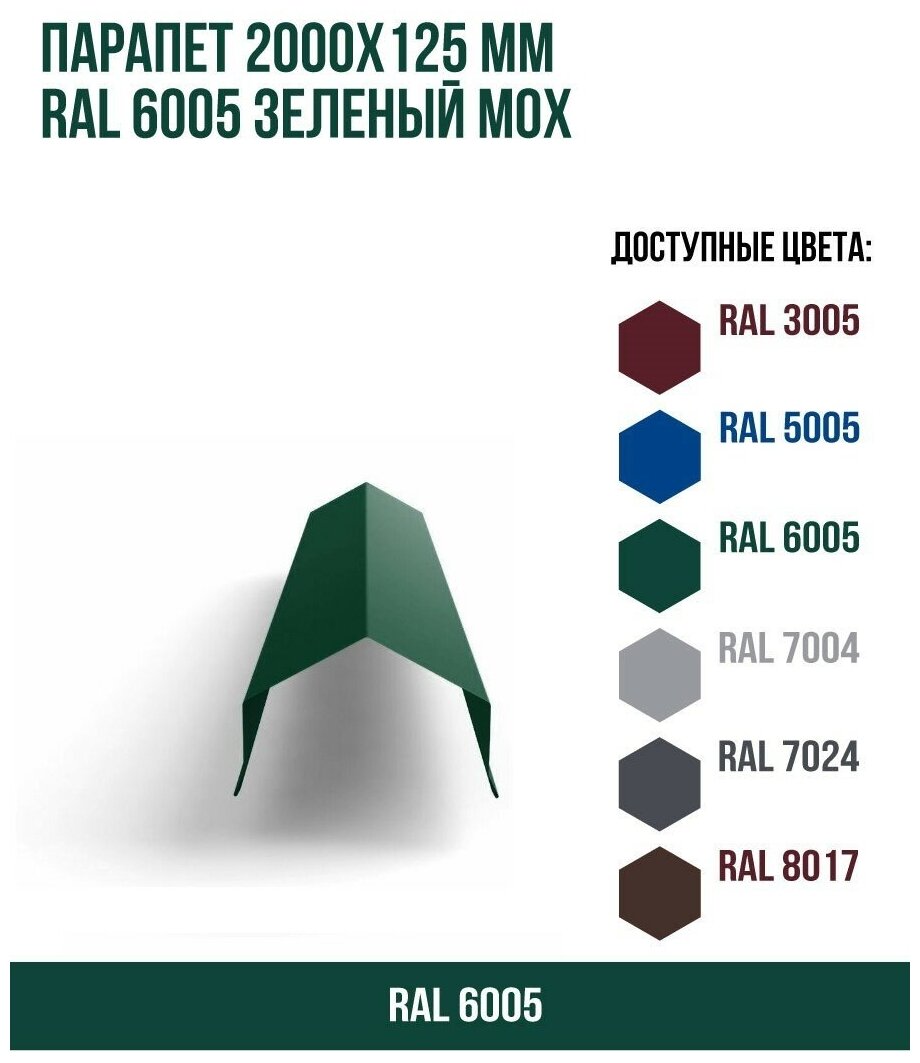 Парапет 2000х125мм RAL 6005 Зеленый мох