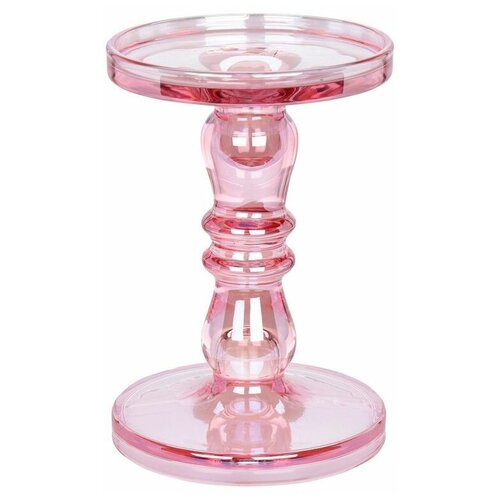 Подсвечник амадис, стекло, розовый, 18 см, Koopman International DP2012140