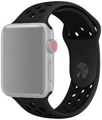 Ремешок для Apple Watch 1-6/SE 38/40 мм силиконовый InnoZone Vent - Черный/Черный (APWTSIH38-14)