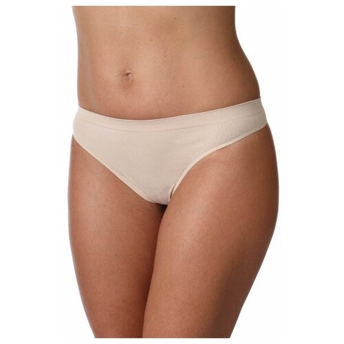 фото Комплект трусов,3шт. бесшовные трусики-стринги, бежевые siriusblue