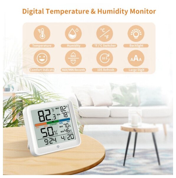 Термометр-гигрометр Xiaomi Miiiw Mute Thermometer And Hygrometer Clock NK5253 - фотография № 12