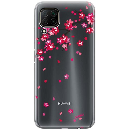 Ультратонкий силиконовый чехол-накладка Transparent для Huawei P40 Lite с 3D принтом Sakura ультратонкий силиконовый чехол накладка transparent для huawei p40 с 3d принтом flowers